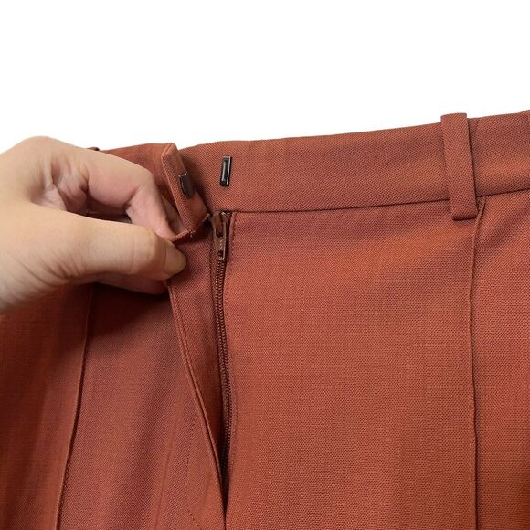 Theory Hartsdale Contour Wool Trousers Rust Women’s Size 4 Cropped Career - Picture 9 of 12